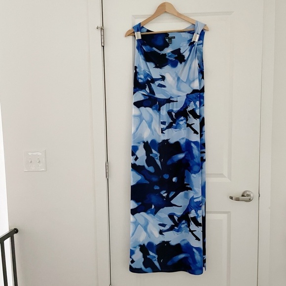 Chico’s Abstract Print Watercolor Jersey Maxi Dress Size 2 - Picture 1 of 6
